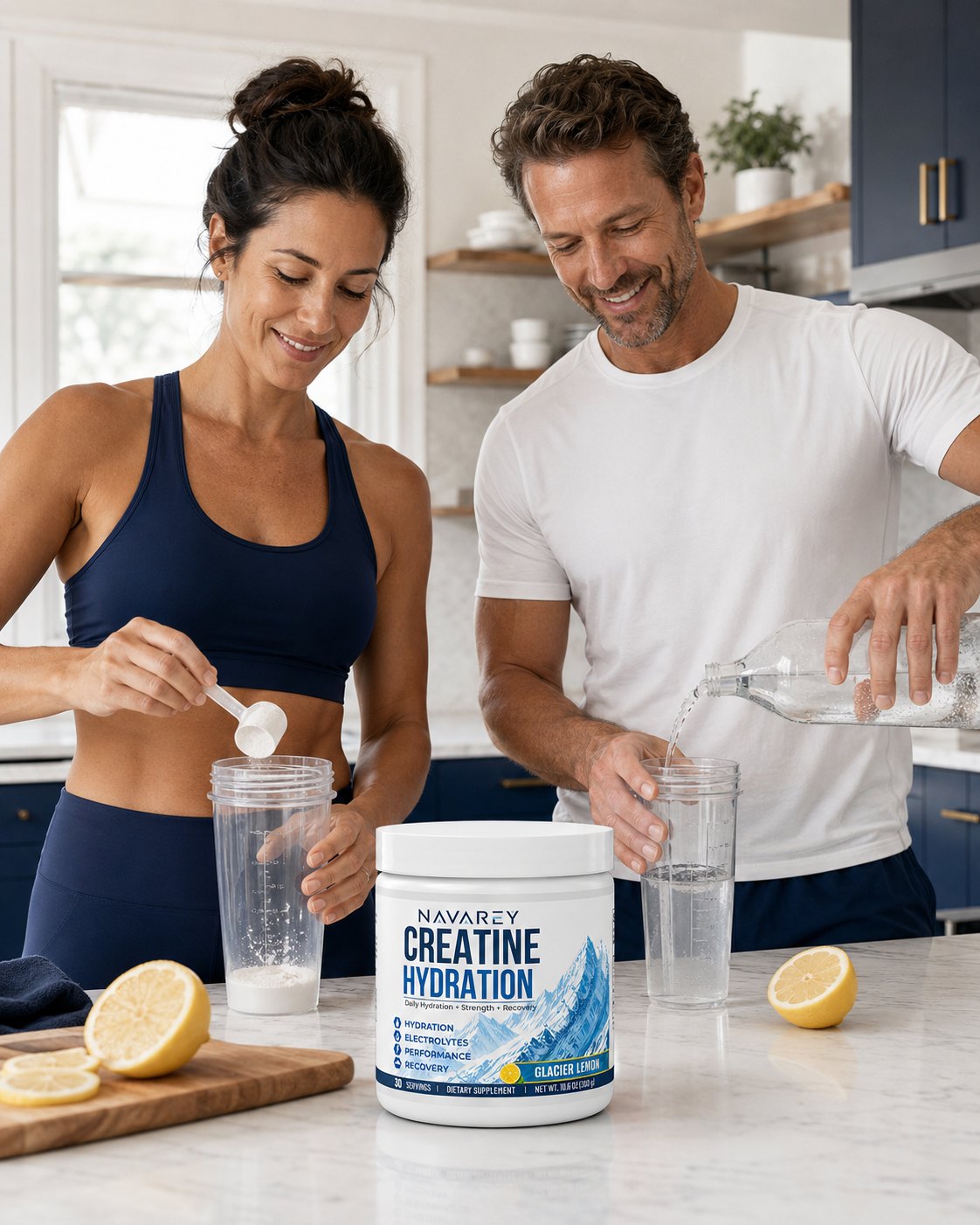 Active couple preparing NAVAREY together